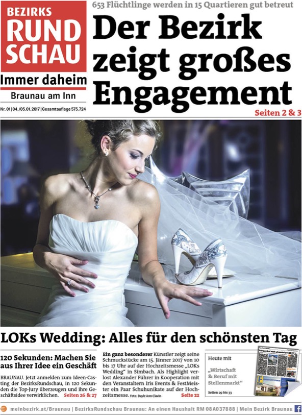 Bezirksrundschau-Braunau-am-Inn-LOKS-Wedding-besonderer-Kuenstler-Alexander-Fuehrer-Foto-Dayle-Ann-Clavin-Model-Caty-Helfer-Hochzeitsmesse
